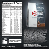 Supplement facts for Dymatize Super Mass Gainer 12lbs, highlighting nutritional content and ingredients.